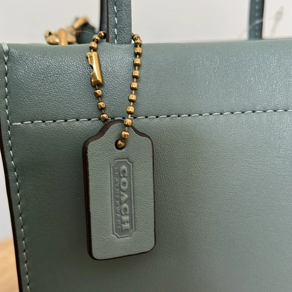 NWT Coach Cashin Mini Tote Top Handle Crossbody in Sage Glovetanned Leather - Picture 11 of 16